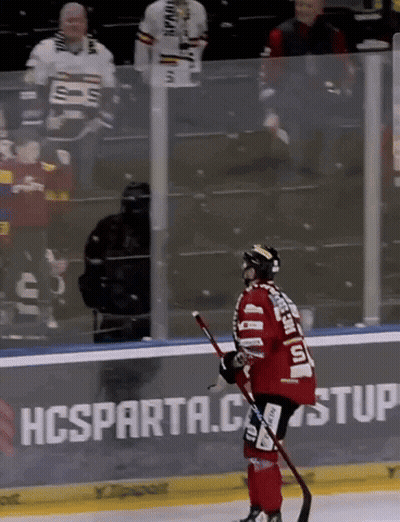 Hockey Player In Red Jersey Number 11 GIF