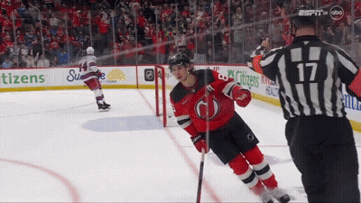 Hockey Player In Red Jersey Number 17 GIF