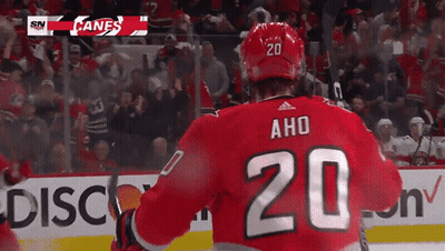 Hockey Player In Red Jersey Number 20 GIF
