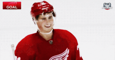 Hockey Player In Red Jersey Number 21 GIF