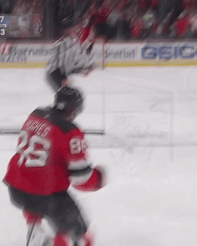 Hockey Player In Red Jersey Number 28 GIF