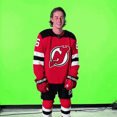 Hockey Player in Red Jersey Number 6