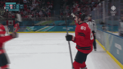 Hockey Player In Red Jersey Number 61 GIF