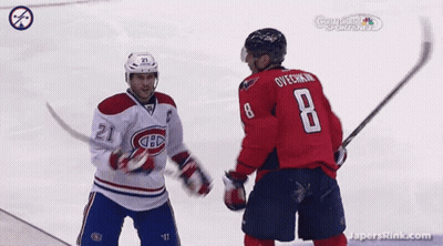 Hockey Player In Red Jersey Number 8 GIF