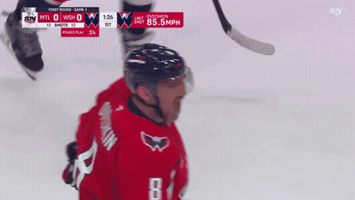 Hockey Player In Red Jersey Number 8 GIF