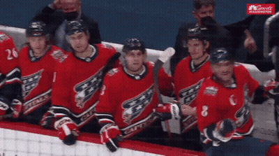 Hockey Player In Red Jersey Number 8 GIF
