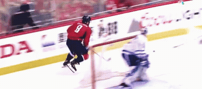 Hockey Player In Red Jersey Number 8 GIF