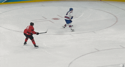 Hockey Player In Red Jersey Number 92 GIF