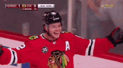 Hockey Player In Red Jersey With Letter A GIF