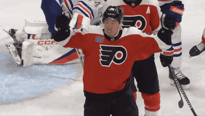 Hockey Player In Red Jersey With Letter F GIF
