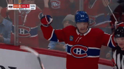 Hockey Player In Red White And Blue Jersey With Letter C GIF