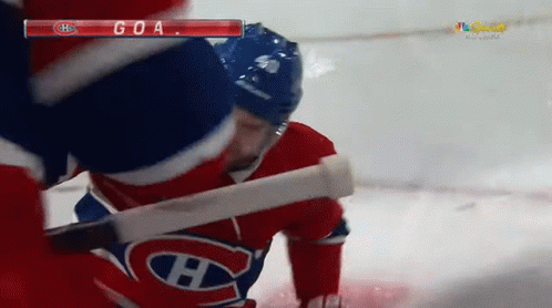 Hockey Player In Red White And Blue Uniform With Letter H GIF