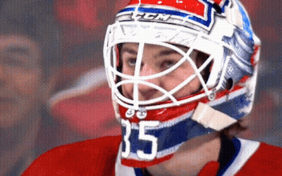 Hockey Player In Red White Blue Helmet Number 35 GIF