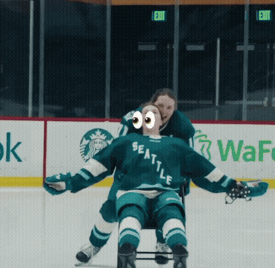 Hockey Player In Seattle Jersey Being Pushed GIF