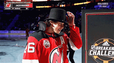 Hockey Player In Top Hat And Jersey Number 6 GIF