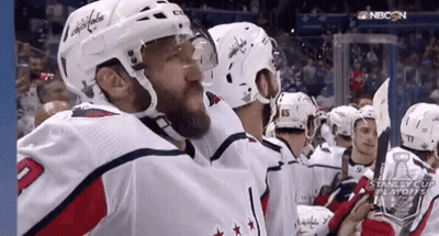 Hockey Player In White Capitals Helmet GIF