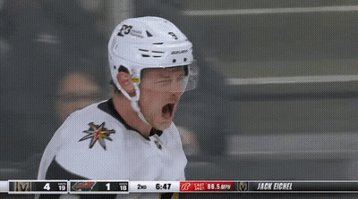 Hockey Player In White Jersey Screaming GIF