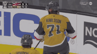 Hockey Player In Yellow Jersey Number 21 GIF