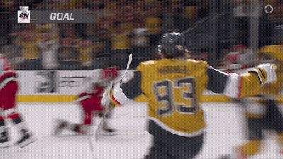 Hockey Player In Yellow Jersey Number 93 GIF