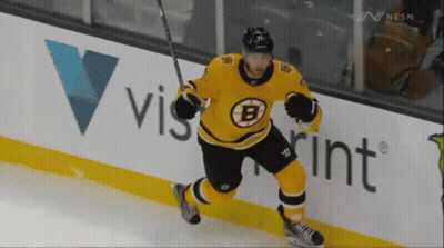 Hockey Player In Yellow Jersey With Letter B GIF
