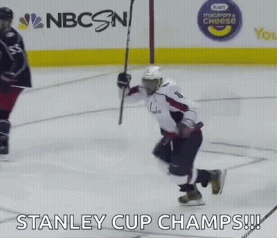 Hockey Player Kneeling Down Holding Stick GIF