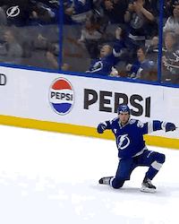Hockey Player Kneeling In Front Of Pepsi Sign GIF