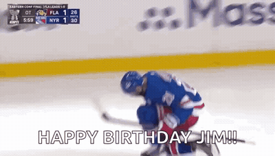 Hockey Player Kneeling Says Happy Birthday Jim GIF