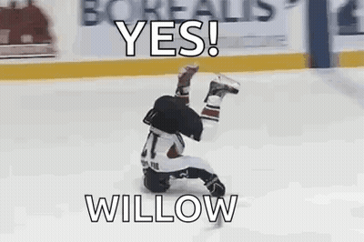 Hockey Player Laying On Ice Saying Yes Willow GIF