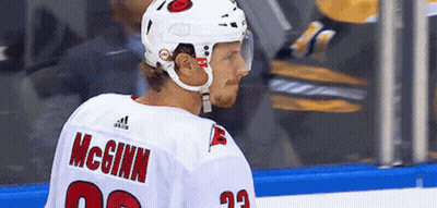 Hockey Player McGinn In White Jersey GIF