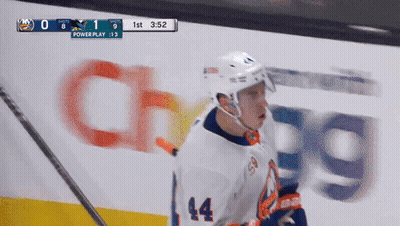 Hockey Player Number 14 In Front Of Power Play Sign GIF