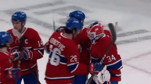 Hockey Player Number 26 Hugging Another Player GIF