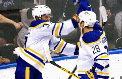 Hockey Player Number 28 Hugging Teammate GIF