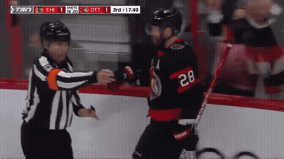 Hockey Player Number 28 Shaking Hands With Referee GIF