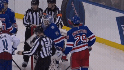 Hockey Player Number 29 Talking To Referee GIF