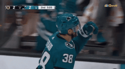 Hockey Player Number 38 Giving High Five GIF