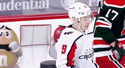 Hockey Player Number 6 Celebrating Capitals Goal GIF