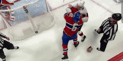 Hockey Player Number 6 Fighting On Ice GIF