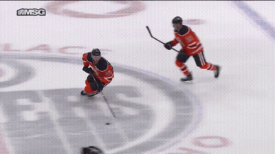 Hockey Player Number 7 Jumping Over Fence GIF