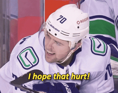 Hockey Player Number 70 Saying I Hope That Hurt GIF