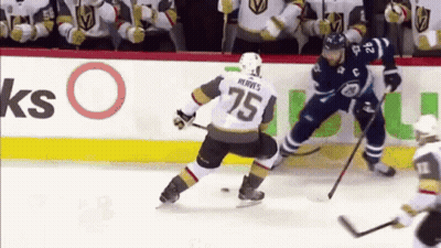 Hockey Player Number 75 Playing Defense GIF