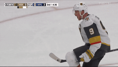 Hockey Player Number 9 Before Scoreboard GIF