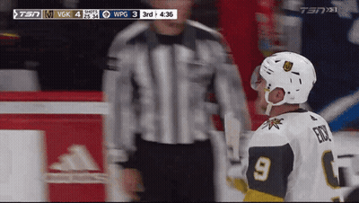 Hockey Player Number 9 Talking To Referee GIF