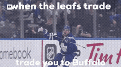 Hockey Player On Ice With Trade Words GIF