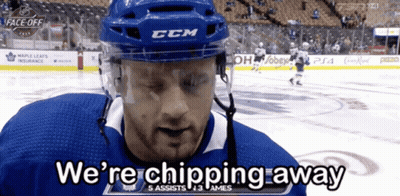 Hockey Player Saying We're Chipping Away GIF
