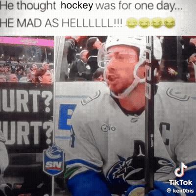 Hockey Player Sitting By Urt Sign GIF