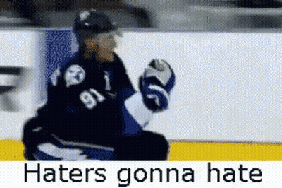 Hockey Player Sitting On Ice Hatters Gonna Hate GIF