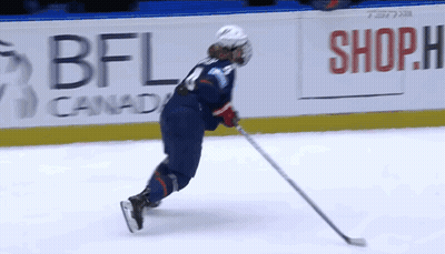 Hockey Player Skating On Ice With BFL Canada Banner GIF