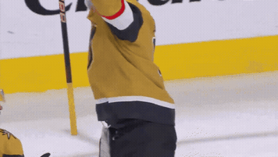 Hockey Player Standing On Ice With Arms Outstretched GIF