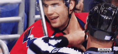 Hockey Player Talking To Referee GIF