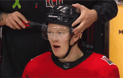 Hockey Player Wearing Bauer Helmet GIF